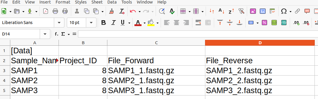 Editing SampleList.csv